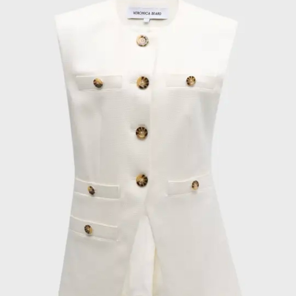 Veronica Beard White Sleeveless Blazer